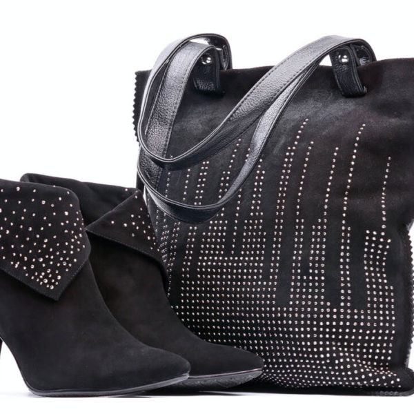 Women's Black Shoes and Bag Set