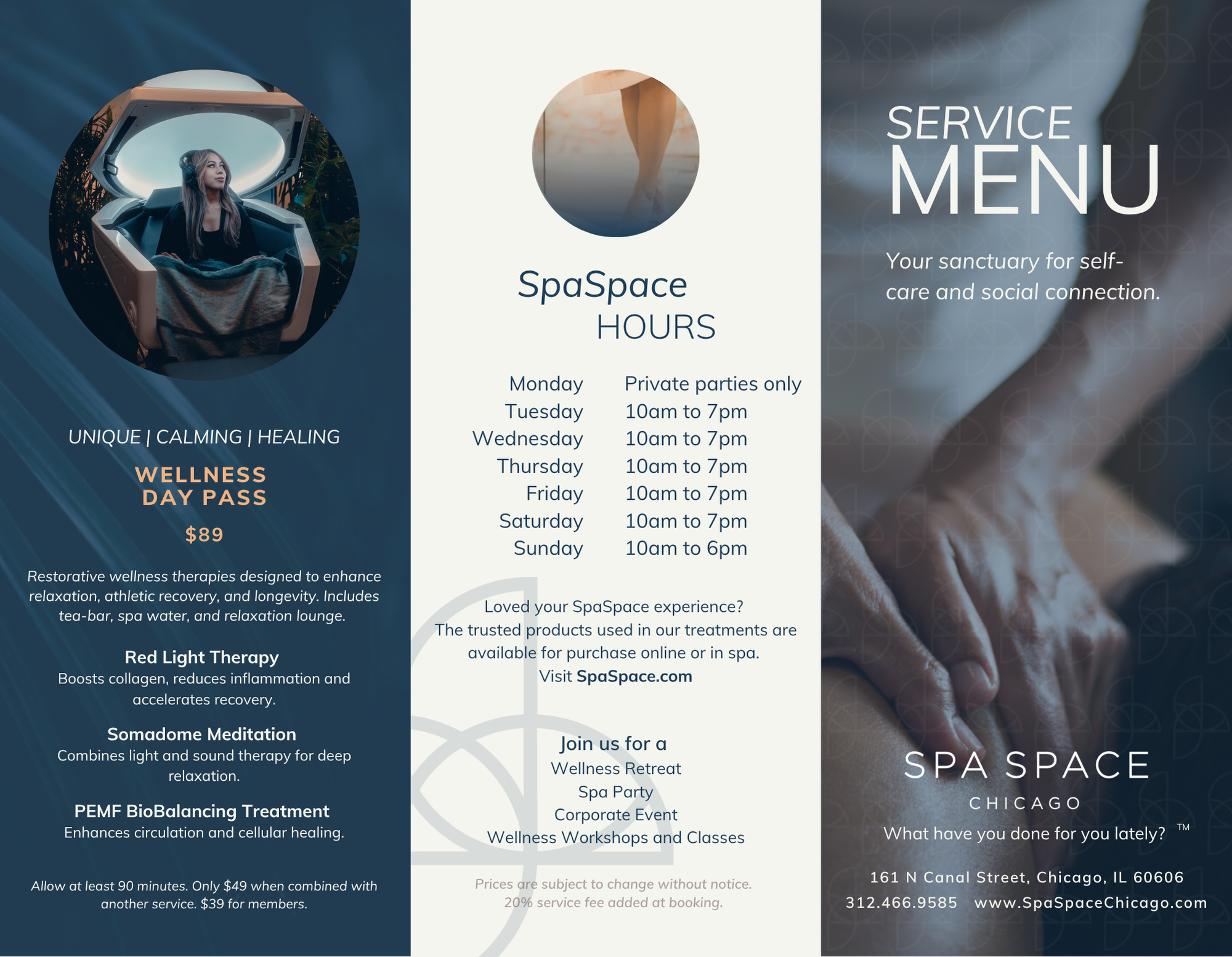 SpaSpace Menu