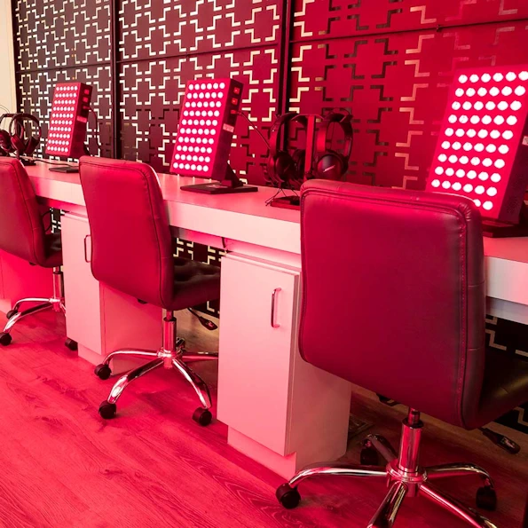 Red Light Bar Red panels for skin repair in SpaSpace Chicago Wellness Lounge