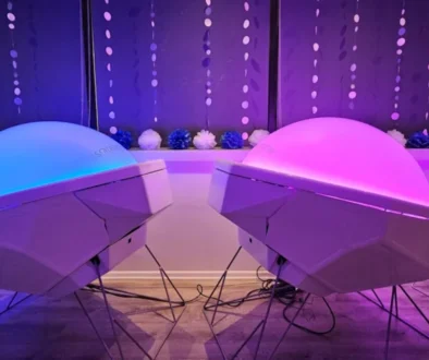 Glowing Somadome Meditation pods at SpaSpace Chicago Wellness Lounge